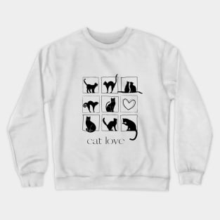 Nine black cats in square frame and one heart Crewneck Sweatshirt